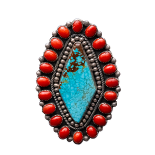 Number Eight Turquoise & Coral Ring | Hemerson Brown