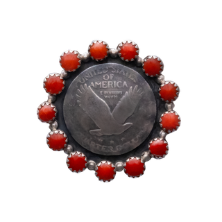 Quarter Dollar & Coral Ring | Buffalo Dancer