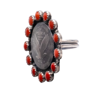 Quarter Dollar & Coral Ring | Buffalo Dancer