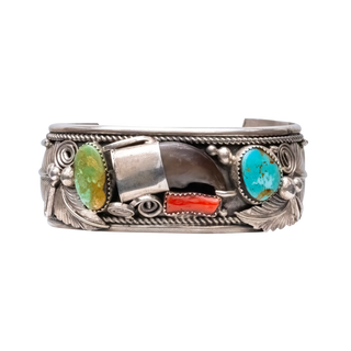 Kingman Turquoise & Mediterranean Coral Bear Claw Cuff | Mike Thomas Jr.