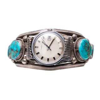 Old Pawn Blue Gem Turquoise Watch Cuff | Artisan Handmade