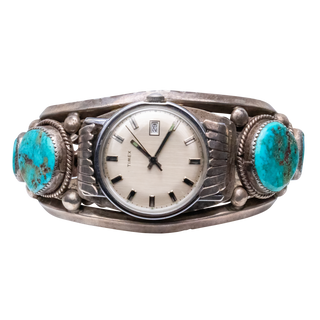 Old Pawn Blue Gem Turquoise Watch Cuff | Artisan Handmade