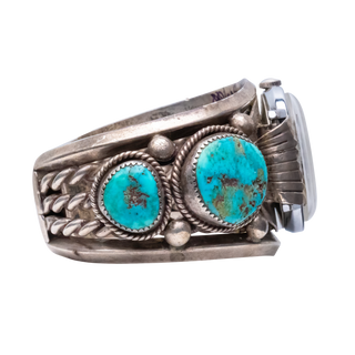 Old Pawn Blue Gem Turquoise Watch Cuff | Artisan Handmade