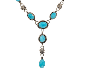 Sonoran Rose Turquoise Lariat Necklace | Etta Endito