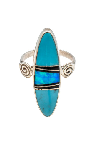 Onyx, Opal, & Sleeping Beauty Turquoise Inlay Ring | C. Webster